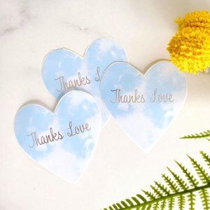 50 2.5" Cloud Tie Tye Heart Thank You Stickers
